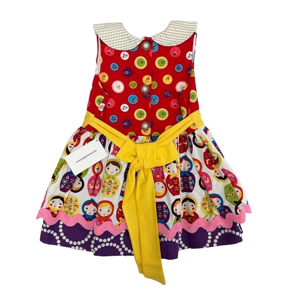Pippy Francis Small Batch Nesting Doll Print Eva Dress Girls 4T - Picture 3 of 8